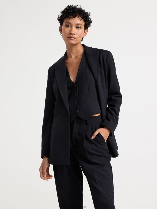 îmbrăcăminte VHZ2F1163 blazer cu dungi femei negru Lindex