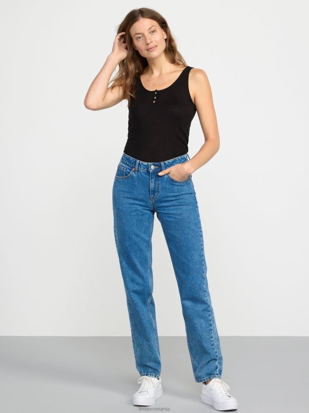 îmbrăcăminte VHZ2F298 maiou cu nervuri, cu plachetă cu nasturi femei negru Lindex