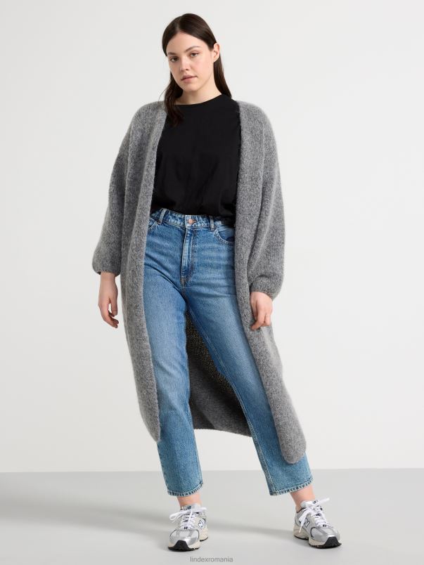 îmbrăcăminte VHZ2F721 cardigan lung tricotat femei melange gri închis Lindex