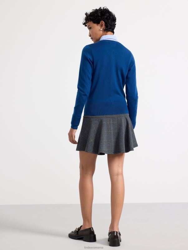 îmbrăcăminte VHZ2F753 cardigan tricotat fin femei albastru inchis Lindex