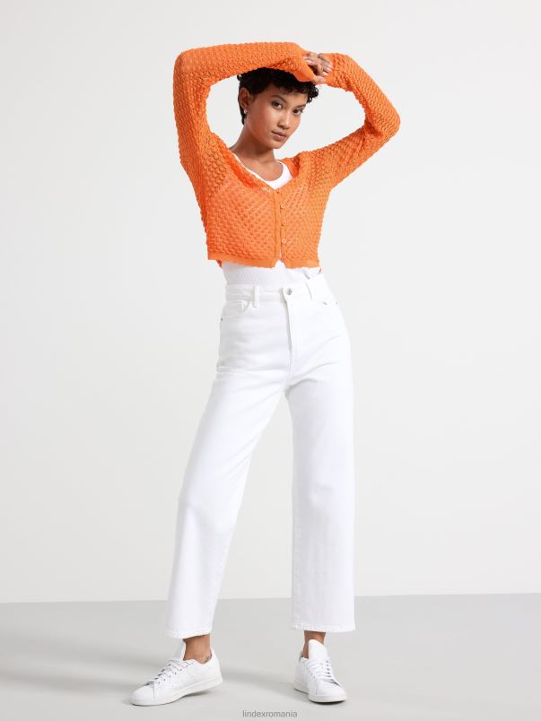 îmbrăcăminte VHZ2F767 cardigan tricot cu model femei portocale Lindex