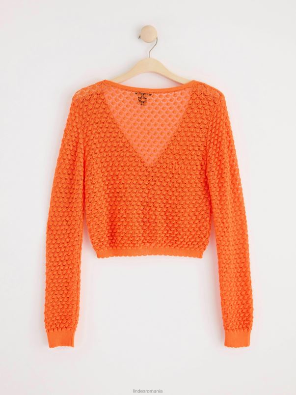 îmbrăcăminte VHZ2F767 cardigan tricot cu model femei portocale Lindex