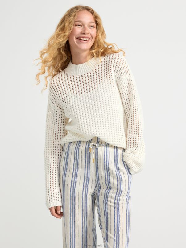 îmbrăcăminte VHZ2F769 pulover tricotat cu gaură femei alb praf deschis Lindex