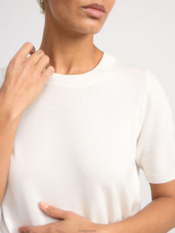 îmbrăcăminte VHZ2F773 pulover cu mânecă scurtă din tricot fin femei aproape alb Lindex