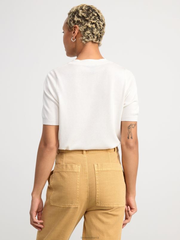 îmbrăcăminte VHZ2F773 pulover cu mânecă scurtă din tricot fin femei aproape alb Lindex