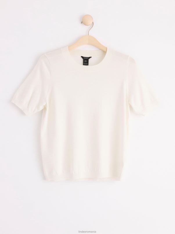 îmbrăcăminte VHZ2F773 pulover cu mânecă scurtă din tricot fin femei aproape alb Lindex