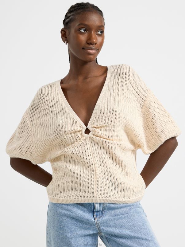 îmbrăcăminte VHZ2F781 pulover tricotat cu maneca scurta femei bej Lindex