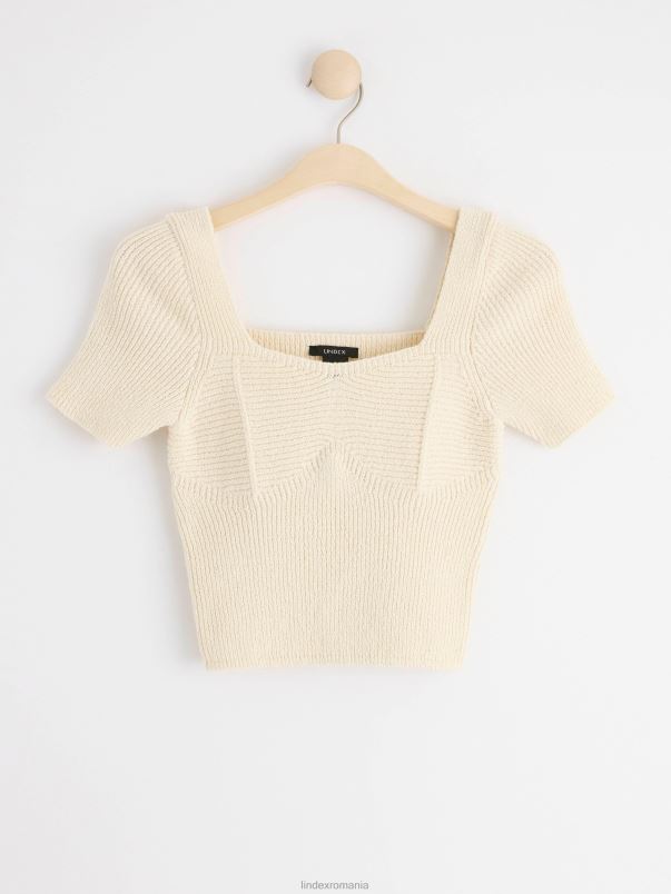 îmbrăcăminte VHZ2F783 top tricotat cu maneca scurta femei alb Lindex