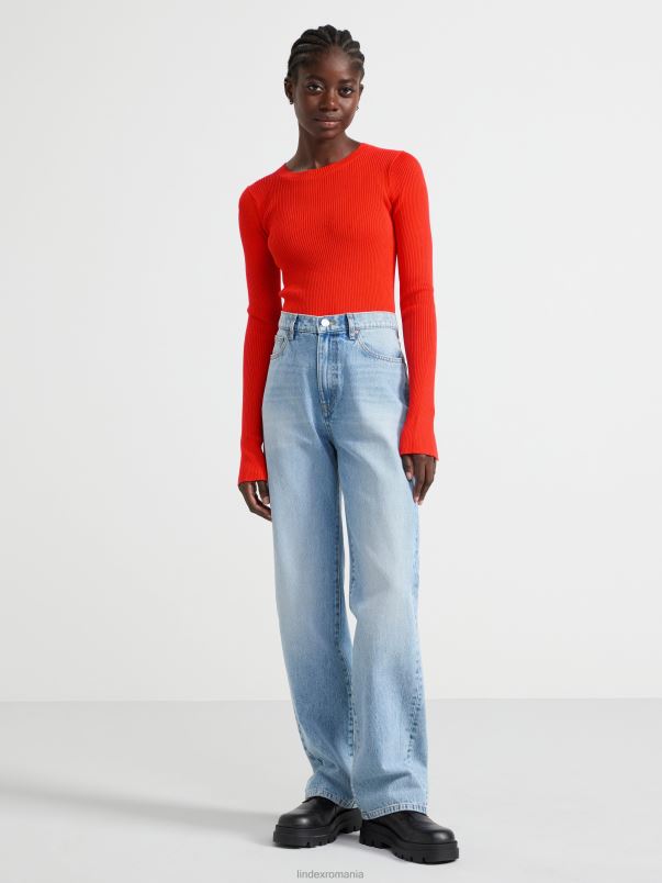 îmbrăcăminte VHZ2F791 top din tricot cu mânecă lungă femei roșu Lindex