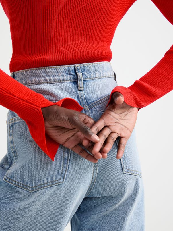 îmbrăcăminte VHZ2F791 top din tricot cu mânecă lungă femei roșu Lindex