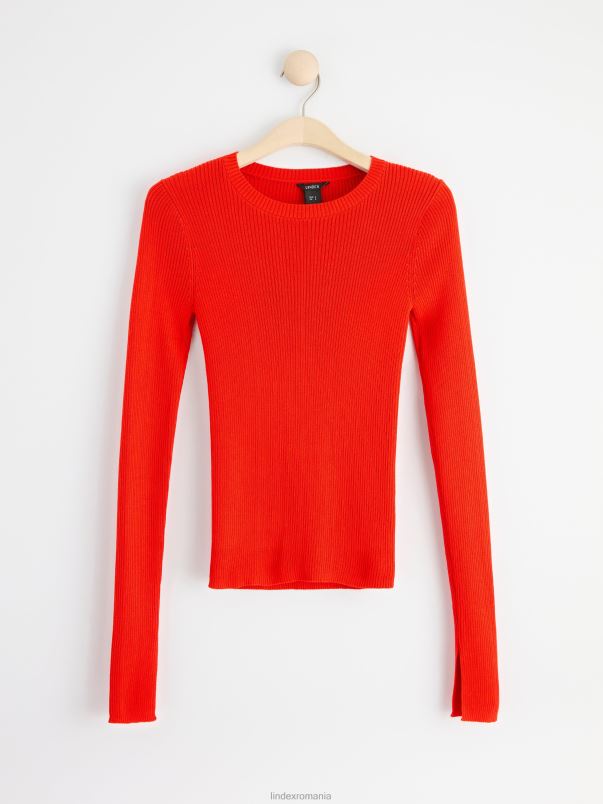 îmbrăcăminte VHZ2F791 top din tricot cu mânecă lungă femei roșu Lindex
