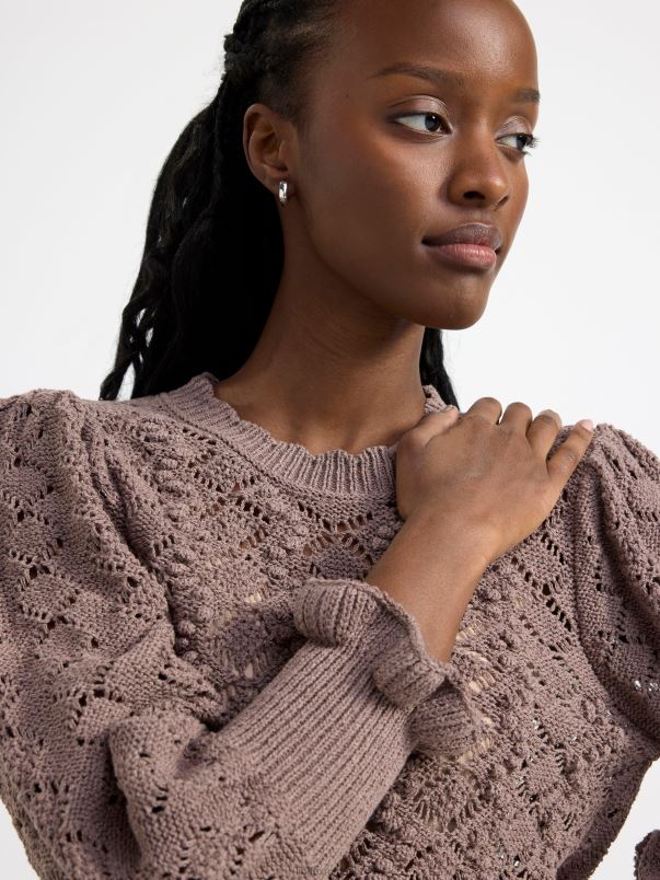 îmbrăcăminte VHZ2F809 pulover tricotat femei maro Lindex