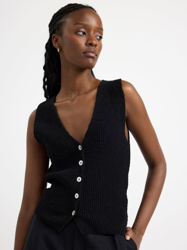 îmbrăcăminte VHZ2F818 vesta tricotata femei negru Lindex