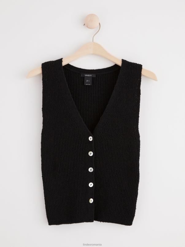 îmbrăcăminte VHZ2F818 vesta tricotata femei negru Lindex