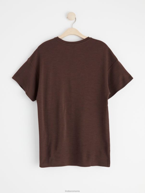 îmbrăcăminte VHZ2F1158 tricou din lana merinos femei maro praf închis Lindex