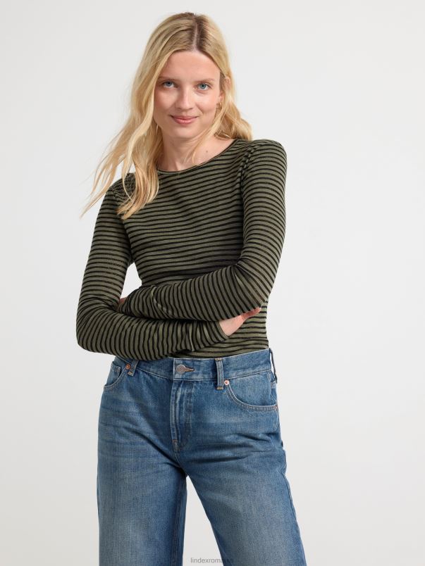 îmbrăcăminte VHZ2F161 top cu maneca lunga femei verde inchis Lindex