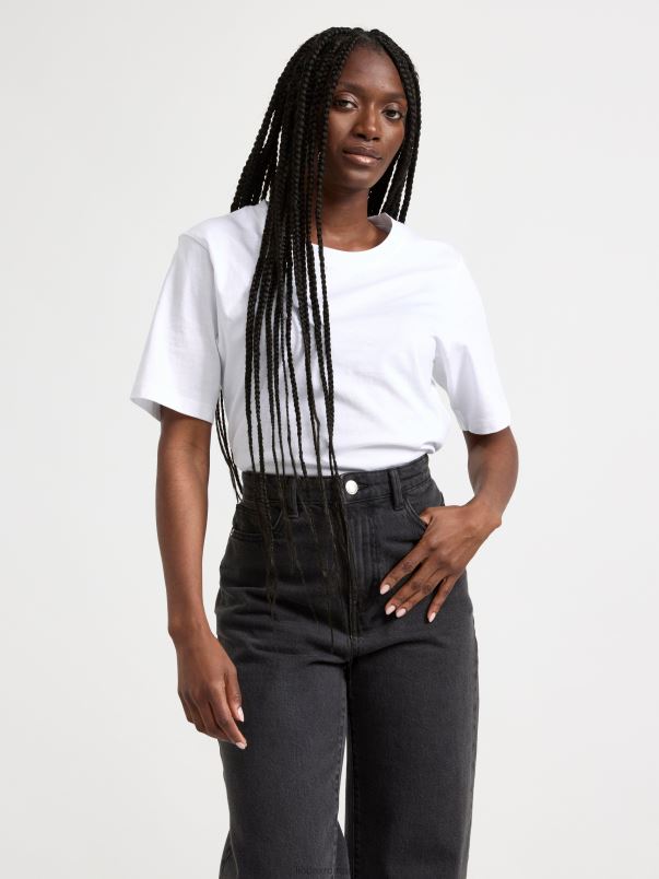 îmbrăcăminte VHZ2F171 tricou din bumbac cu maneca scurta femei alb Lindex