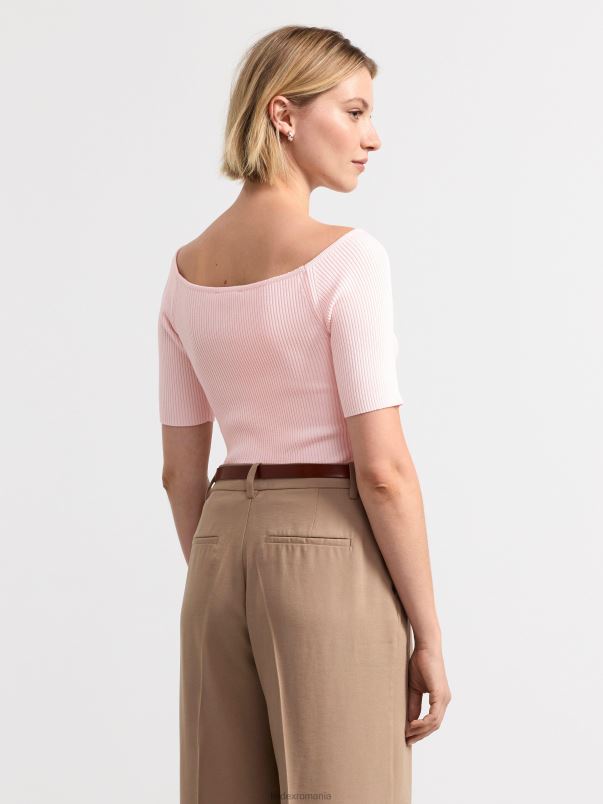 îmbrăcăminte VHZ2F173 top cu mânecă scurtă cu nervuri femei roz Lindex