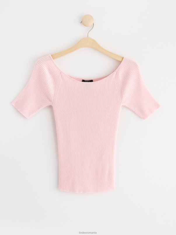 îmbrăcăminte VHZ2F173 top cu mânecă scurtă cu nervuri femei roz Lindex