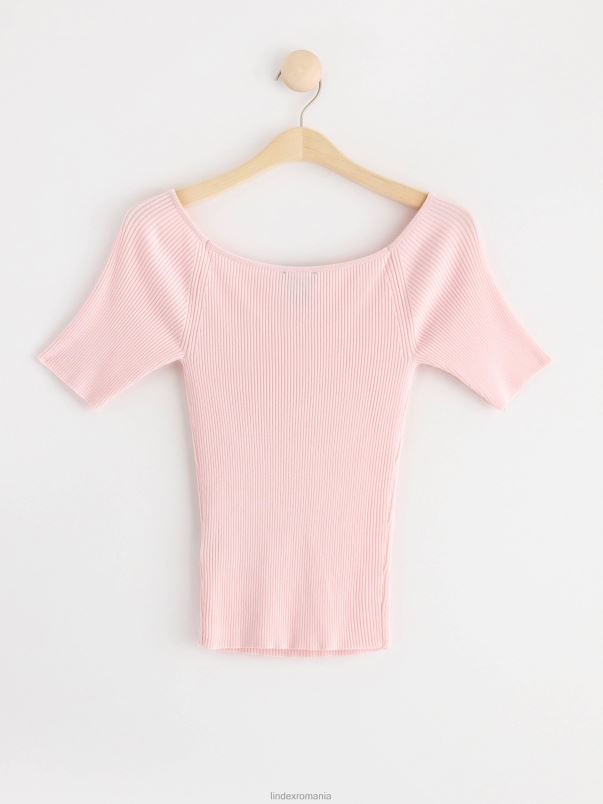 îmbrăcăminte VHZ2F173 top cu mânecă scurtă cu nervuri femei roz Lindex