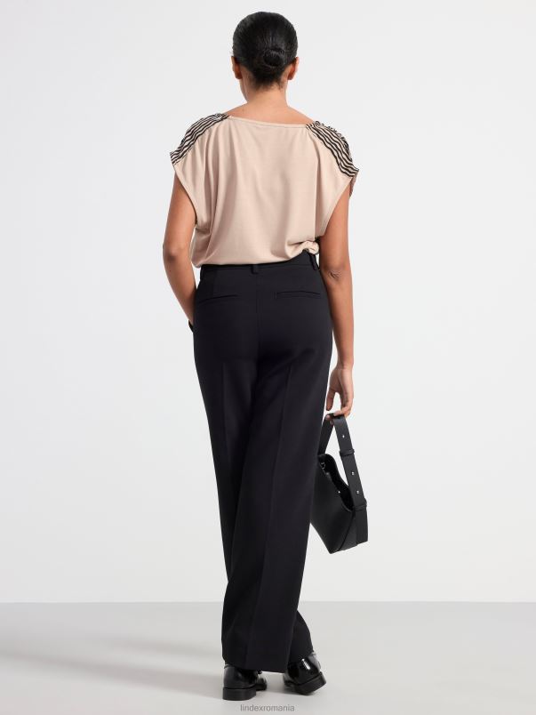 îmbrăcăminte VHZ2F179 top cu decolteu în V femei bej prăfuit Lindex