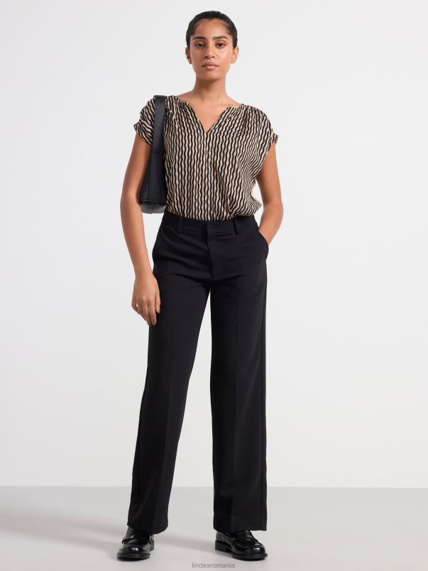 îmbrăcăminte VHZ2F179 top cu decolteu în V femei bej prăfuit Lindex