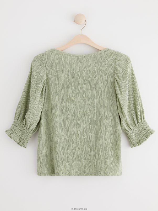 îmbrăcăminte VHZ2F199 top cu mâneci bufante femei verde praf deschis Lindex