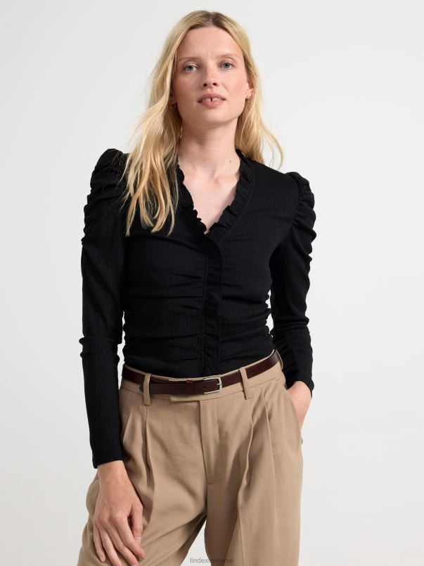 îmbrăcăminte VHZ2F202 deasupra cu volane femei negru Lindex