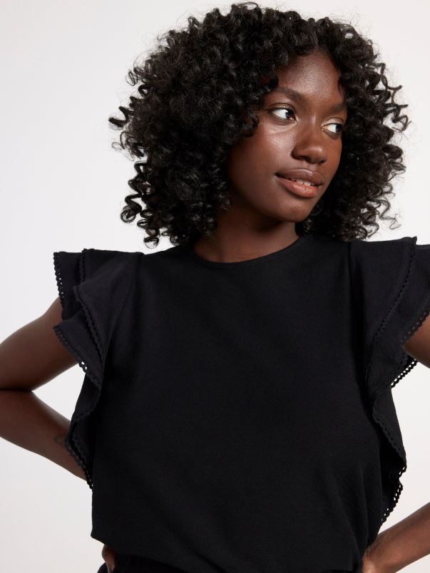 îmbrăcăminte VHZ2F204 deasupra cu volane femei negru Lindex