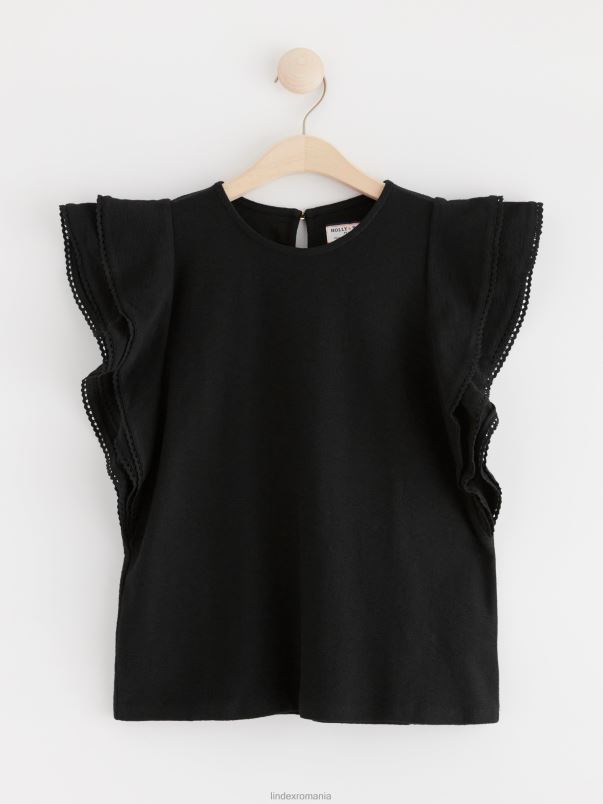 îmbrăcăminte VHZ2F204 deasupra cu volane femei negru Lindex