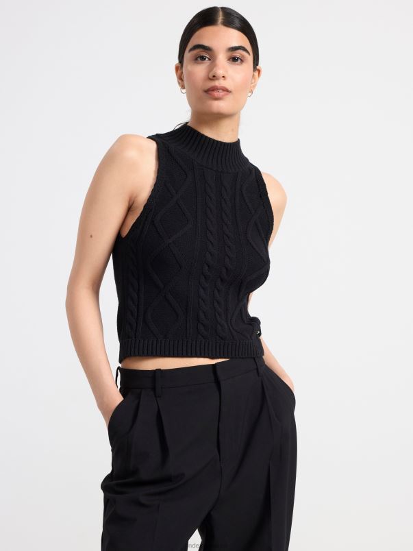 îmbrăcăminte VHZ2F222 top tricotat fără mâneci femei negru Lindex