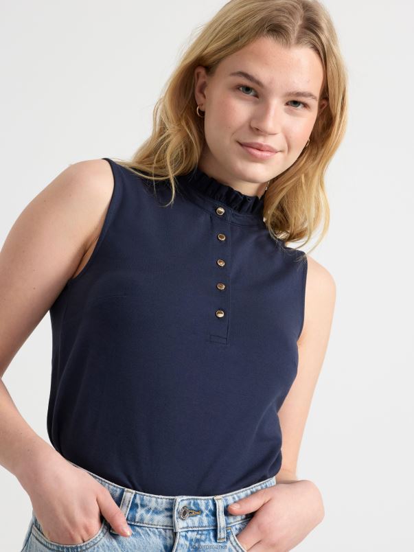 îmbrăcăminte VHZ2F272 top fără mâneci cu guler cu volan femei marina Lindex