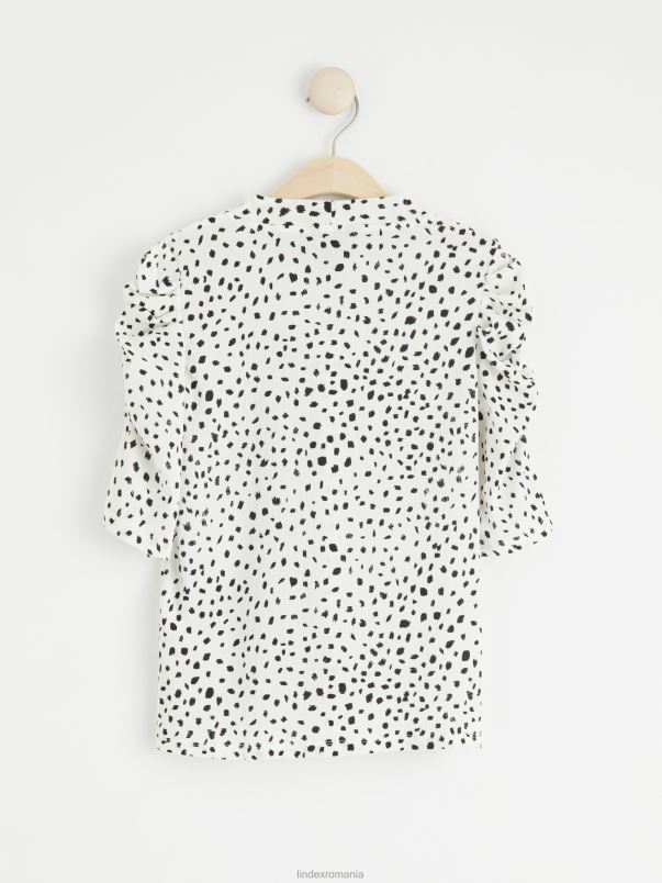 îmbrăcăminte VHZ2F295 top texturat cu maneci bufante femei alb deschis Lindex