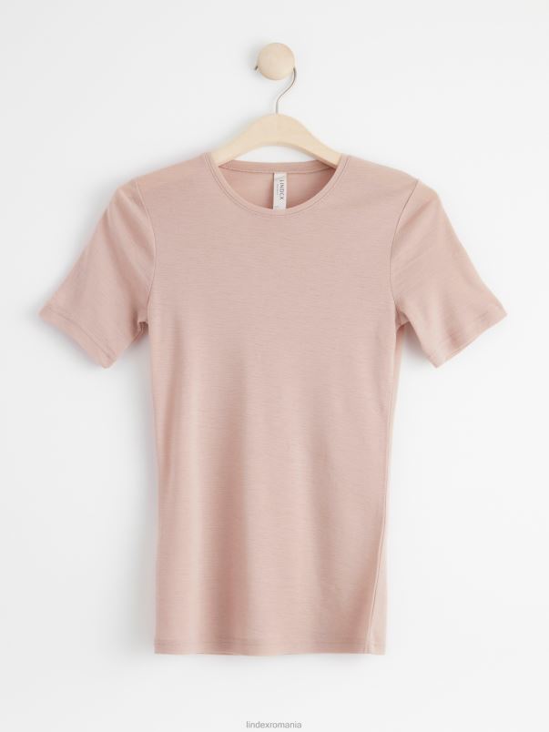 îmbrăcăminte VHZ2F297 tricou din lana merinos femei bej prăfuit Lindex