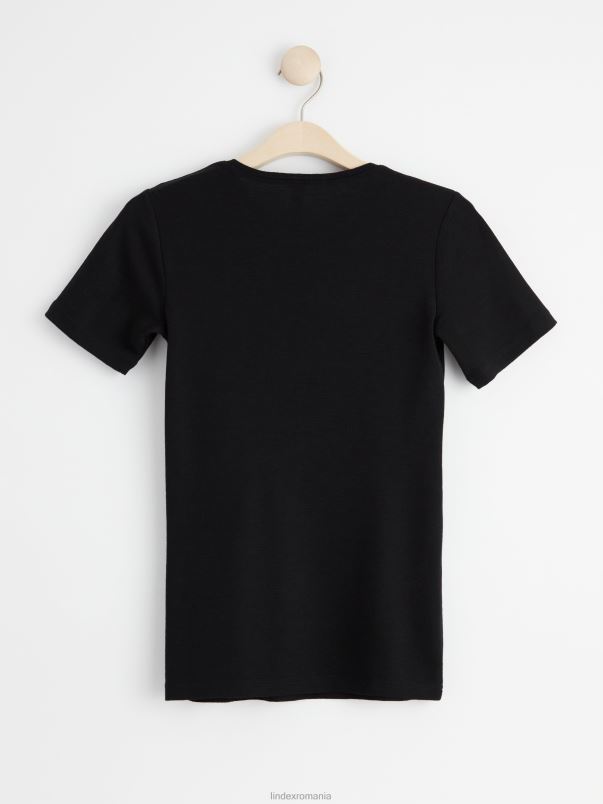 îmbrăcăminte VHZ2F300 tricou din lana merinos femei negru Lindex