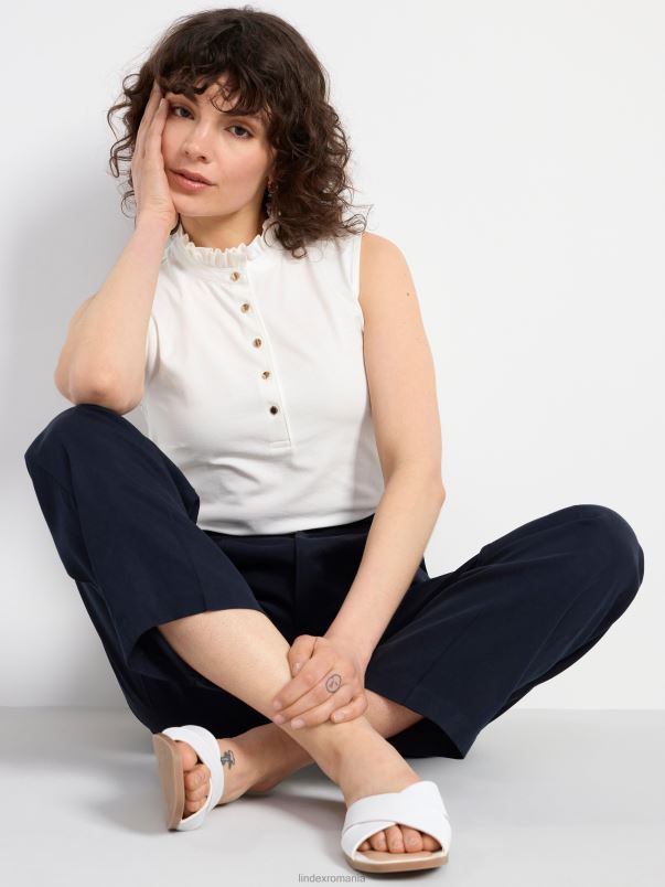 îmbrăcăminte VHZ2F303 top fără mâneci cu guler cu volan femei aproape alb Lindex