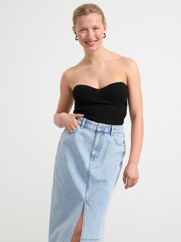 îmbrăcăminte VHZ2F307 top din tub tricotat femei negru Lindex