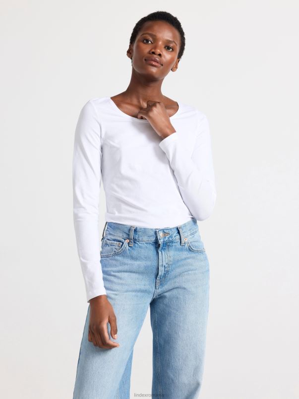 îmbrăcăminte VHZ2F321 top cu maneca lunga femei alb Lindex