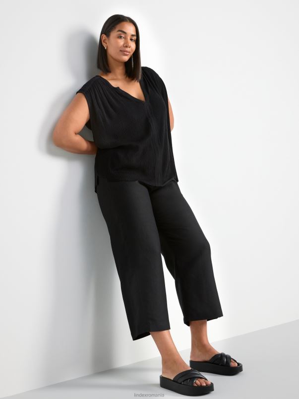 îmbrăcăminte VHZ2F356 top fără mâneci cu decolteu în V, cu textură femei negru Lindex