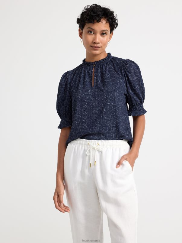 îmbrăcăminte VHZ2F375 top texturat cu maneci bufante femei marina Lindex