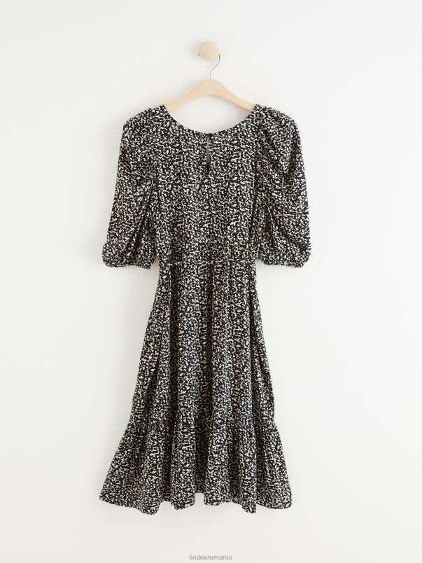 îmbrăcăminte VHZ2F63 rochie cu mâneci bufante cu model mama femei negru Lindex