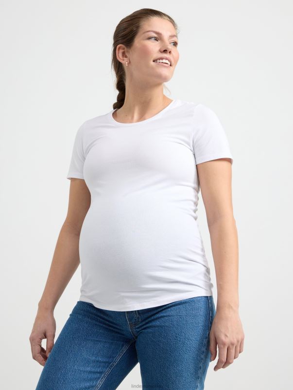 îmbrăcăminte VHZ2F271 tricou din bumbac cu mânecă scurtă pentru mama femei alb Lindex