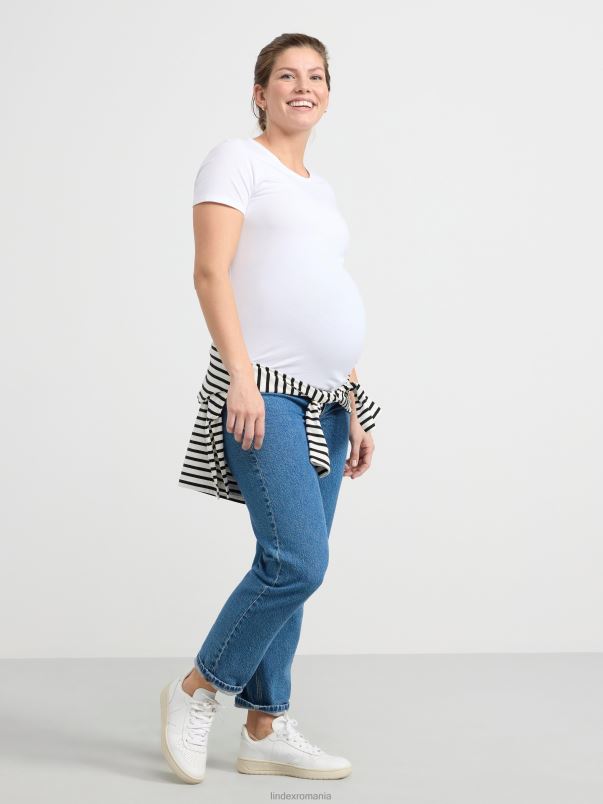 îmbrăcăminte VHZ2F271 tricou din bumbac cu mânecă scurtă pentru mama femei alb Lindex