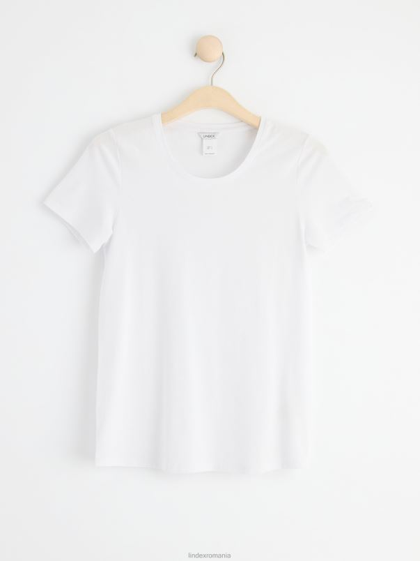 îmbrăcăminte VHZ2F271 tricou din bumbac cu mânecă scurtă pentru mama femei alb Lindex