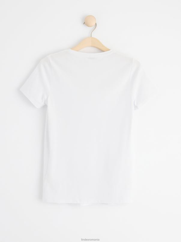 îmbrăcăminte VHZ2F271 tricou din bumbac cu mânecă scurtă pentru mama femei alb Lindex