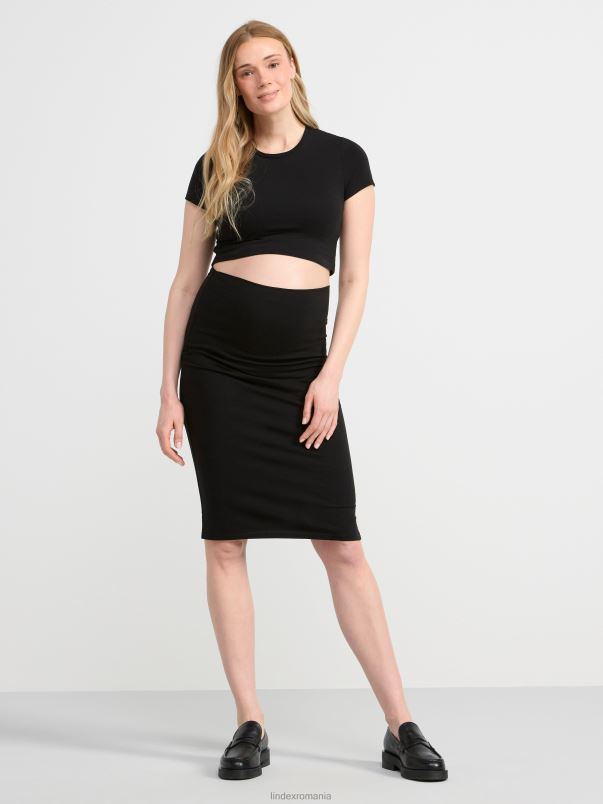 îmbrăcăminte VHZ2F344 crop top cu mânecă scurtă pentru mama femei negru Lindex